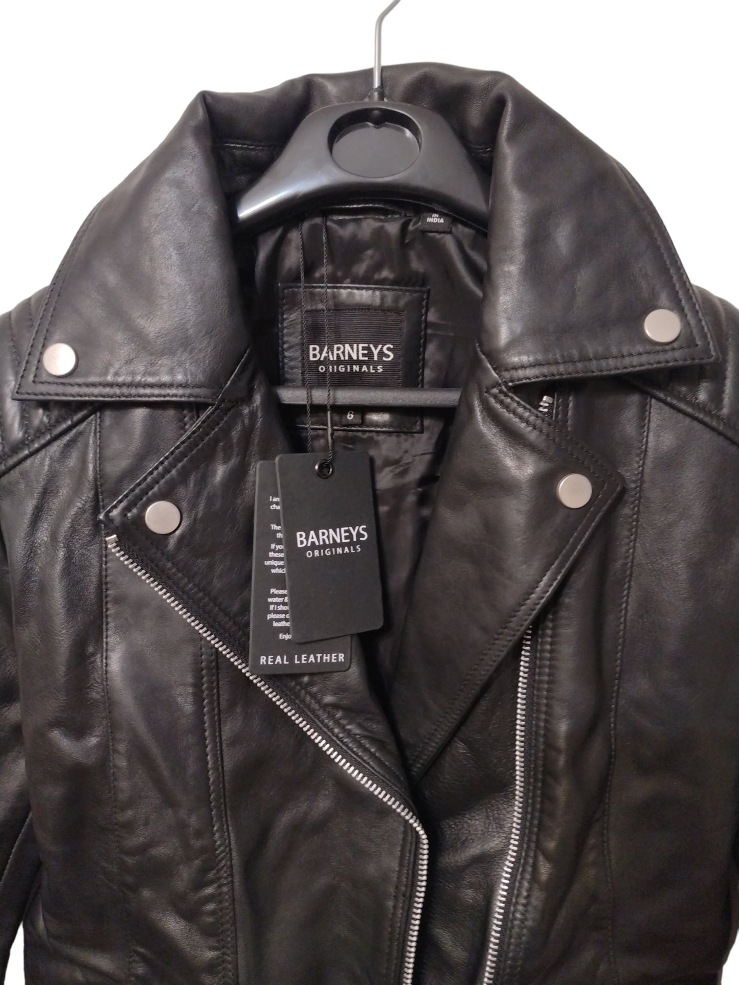 Barney's Original Belinda Real Leather Jacket in Black XS