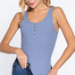 Slvless Henley Rib Knit Bodysuit