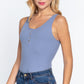 Slvless Henley Rib Knit Bodysuit