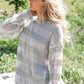 Crochet Stripe Long Sleeve Semi-sheer Top