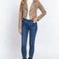 Long Slv Biker Faux Suede Short Jacket