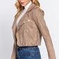 Long Slv Biker Faux Suede Short Jacket