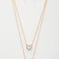 Double Crystal Metal Layered Necklace