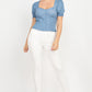 Puff Sleeve Sweetheart Denim Top