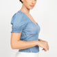 Puff Sleeve Sweetheart Denim Top