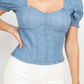 Puff Sleeve Sweetheart Denim Top
