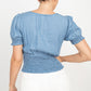 Puff Sleeve Sweetheart Denim Top